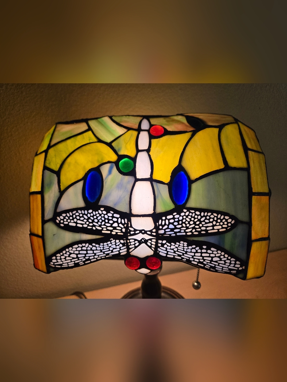 Tiffany-Style Dragonfly Stained Glass Table Lamp - Multicolor - Picture 2 of 9